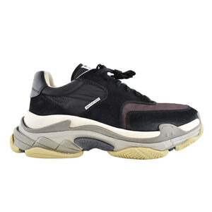 Balenciaga Triple S Mens V2 Black Burgundy Nylon Speed Trainer Sneaker 45 US 12